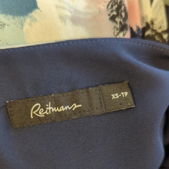 Reitmans V Neck Floral Maxi Dress Blue White XS bohemian preppy wedding classic - Picture 7 of 10